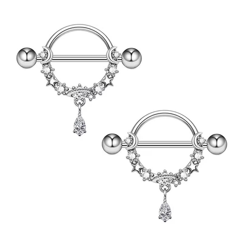 Silver Circle Nipple Bars - ILLUSIVE JEWELS