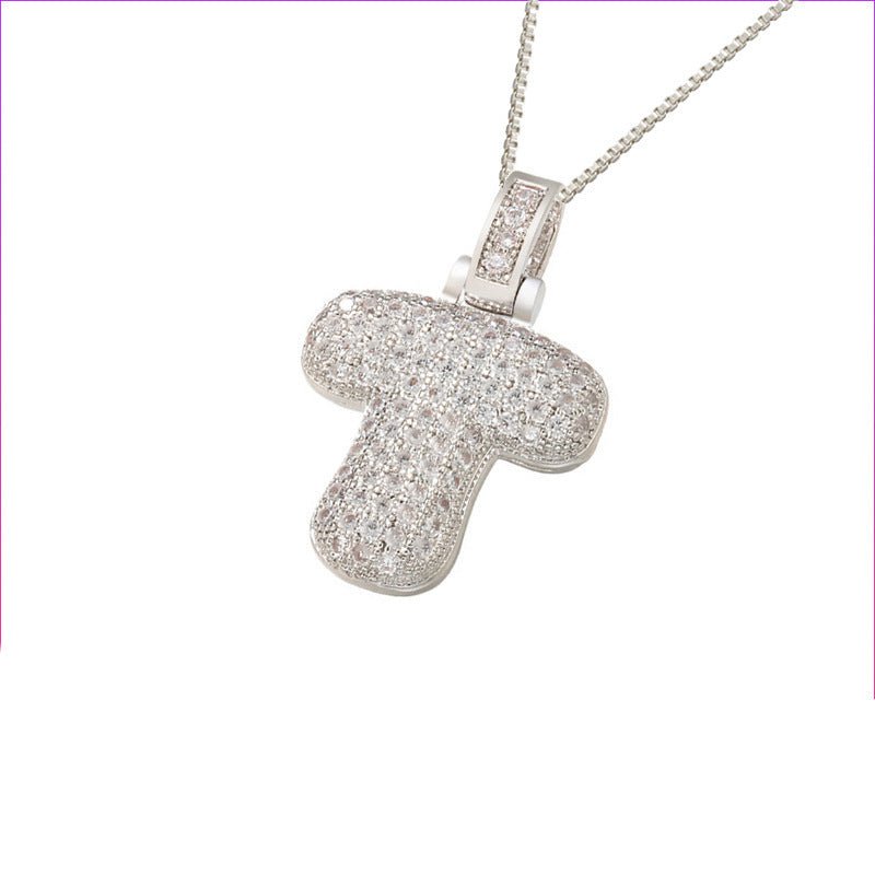 Silver Icy Bubble Letter Initial Necklace - ILLUSIVE JEWELS