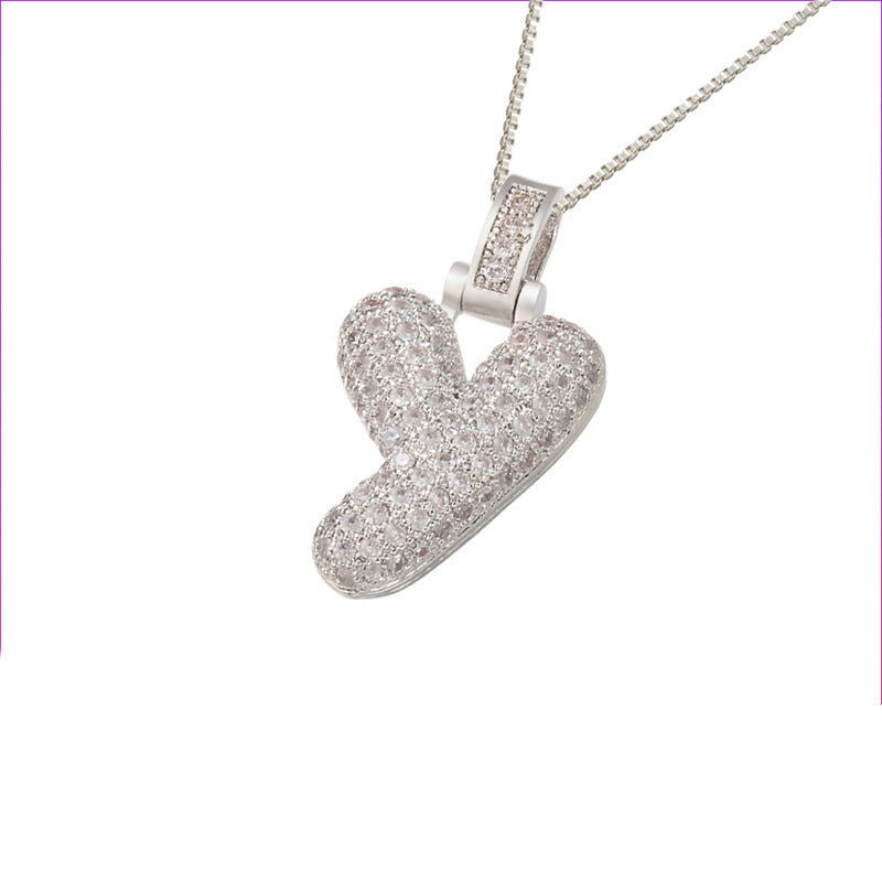 Silver Icy Bubble Letter Initial Necklace - ILLUSIVE JEWELS