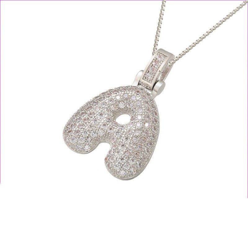 Silver Icy Bubble Letter Initial Necklace - ILLUSIVE JEWELS