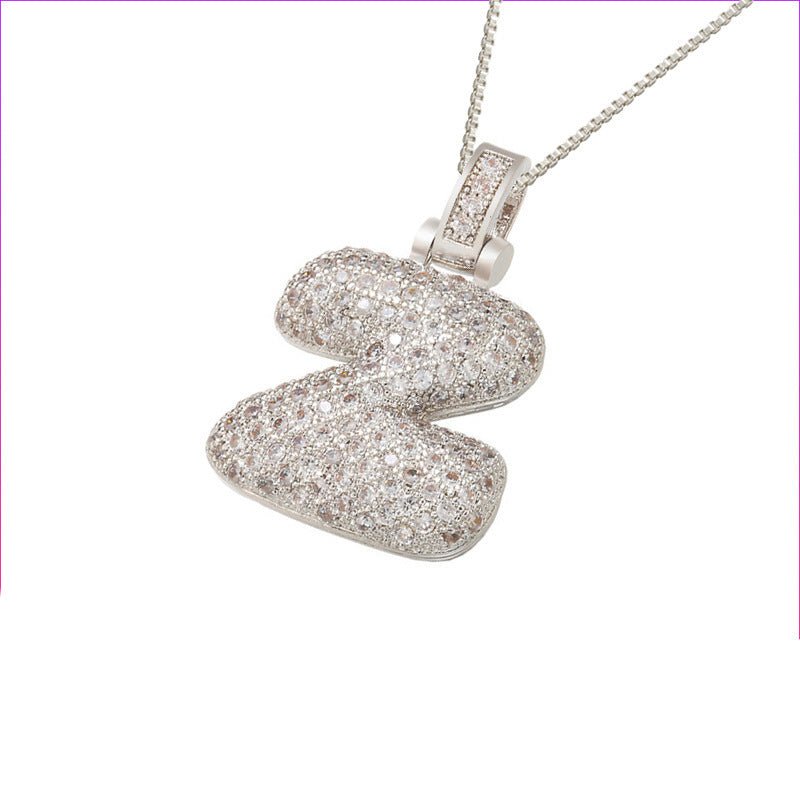 Silver Icy Bubble Letter Initial Necklace - ILLUSIVE JEWELS