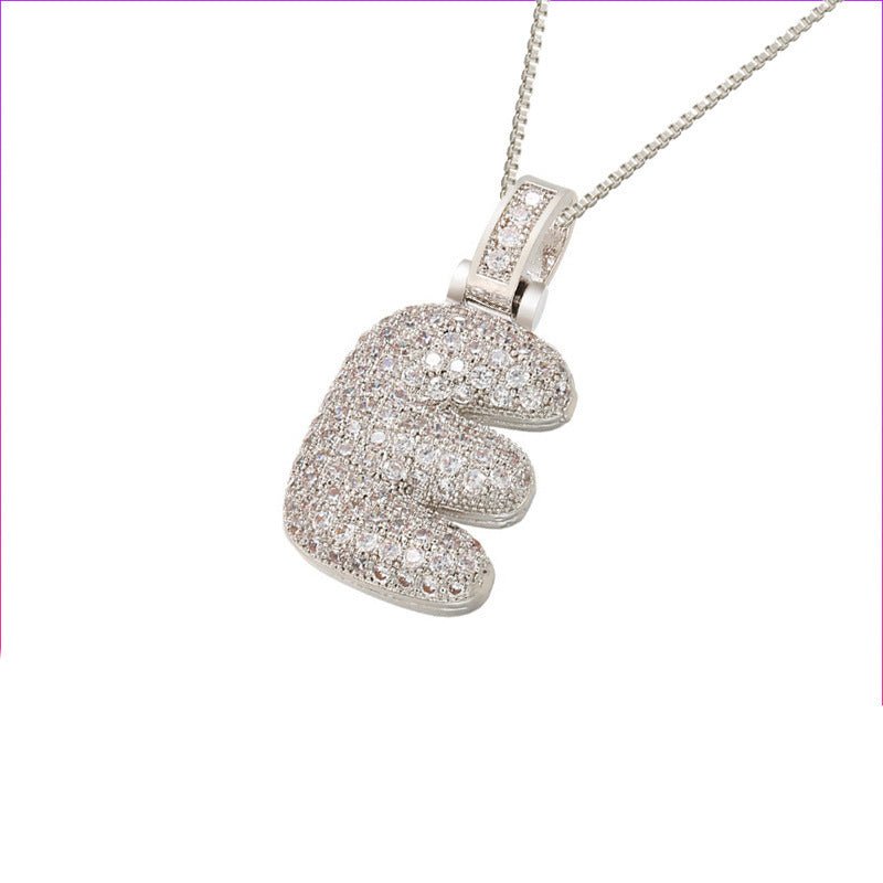 Silver Icy Bubble Letter Initial Necklace - ILLUSIVE JEWELS