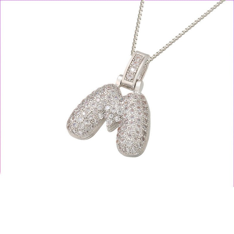 Silver Icy Bubble Letter Initial Necklace - ILLUSIVE JEWELS