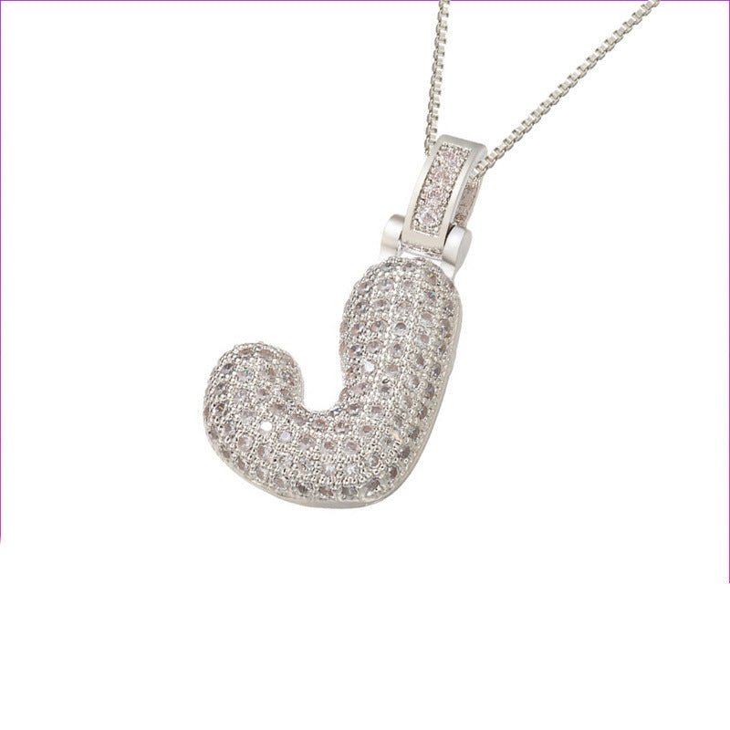 Silver Icy Bubble Letter Initial Necklace - ILLUSIVE JEWELS