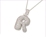 Silver Icy Bubble Letter Initial Necklace - ILLUSIVE JEWELS
