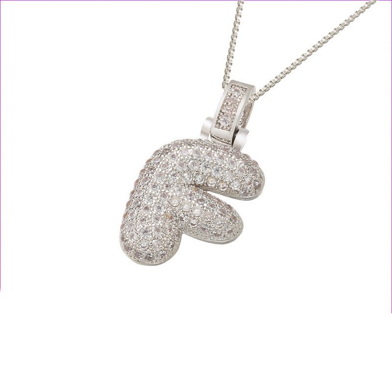 Silver Icy Bubble Letter Initial Necklace - ILLUSIVE JEWELS