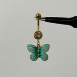 Teal Butterfly Belly Bar - ILLUSIVE JEWELS